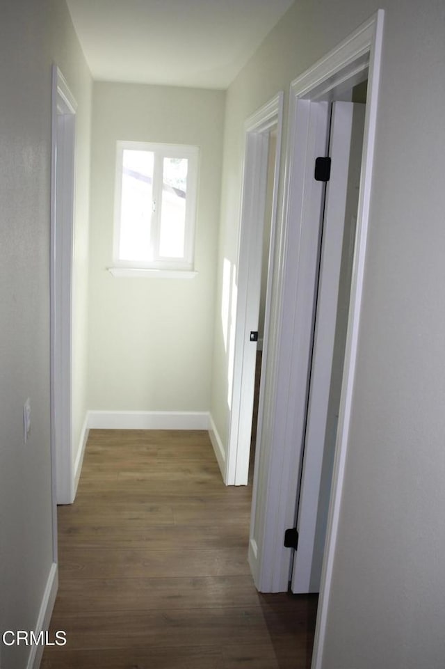 hallway featuring wood-type flooring