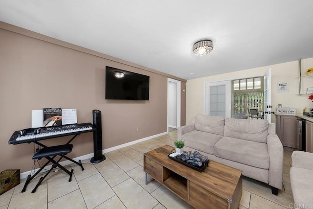 view of tiled living room