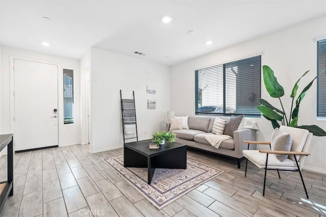 living room featuring light hardwood / wood-style flooring