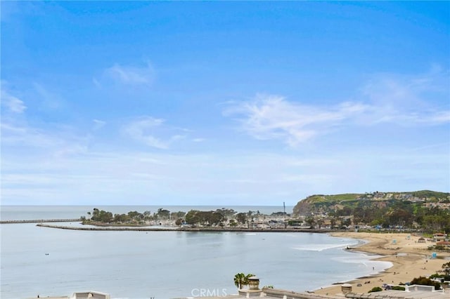 view of water feature featuring a beach view