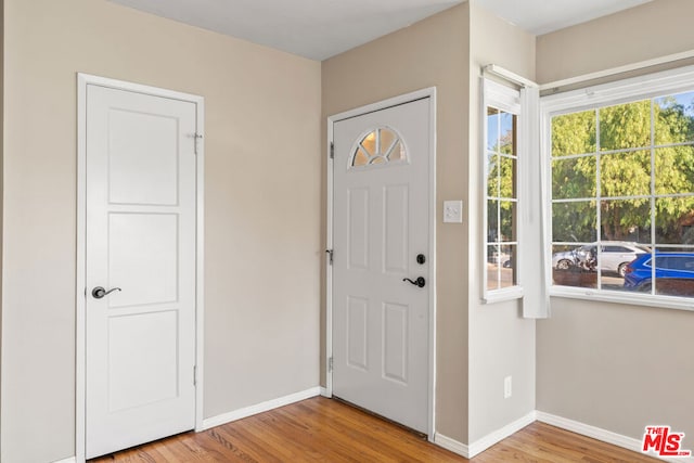 entryway with light hardwood / wood-style flooring