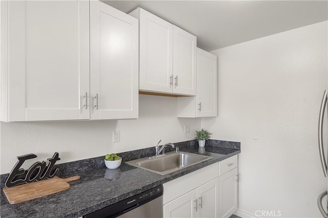 kitchen with white cabinetry, sink, and stainless steel dishwasher