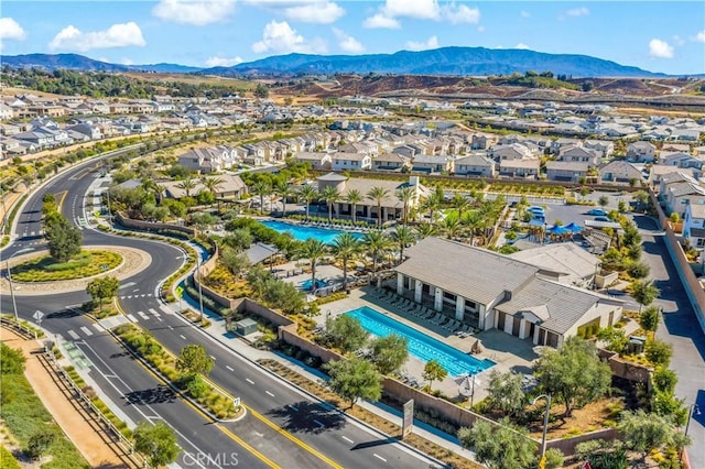 bird's eye view with a mountain view