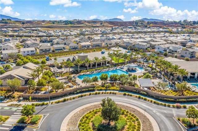 bird's eye view with a mountain view