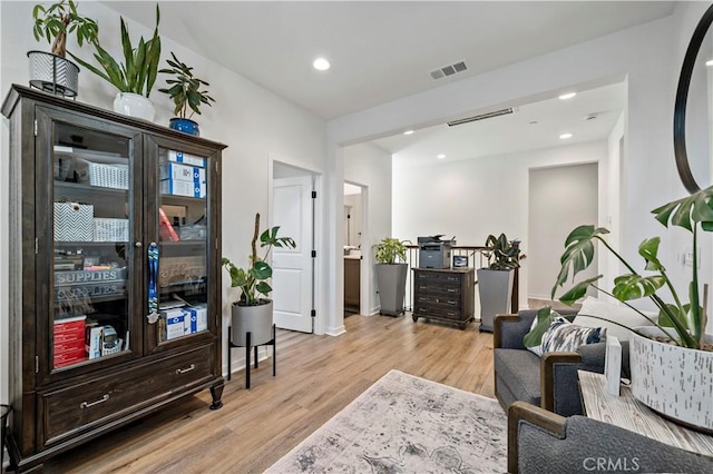 living area featuring light wood-type flooring