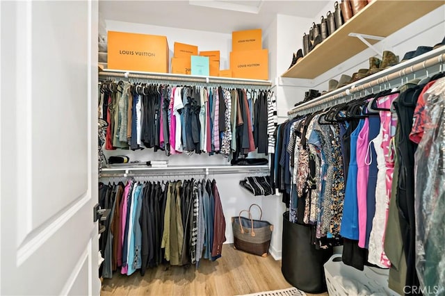 walk in closet featuring hardwood / wood-style floors