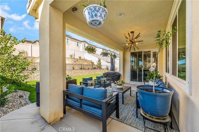 view of patio featuring grilling area and an outdoor hangout area