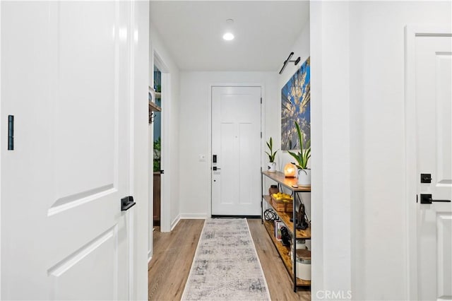 entrance foyer with light wood-type flooring