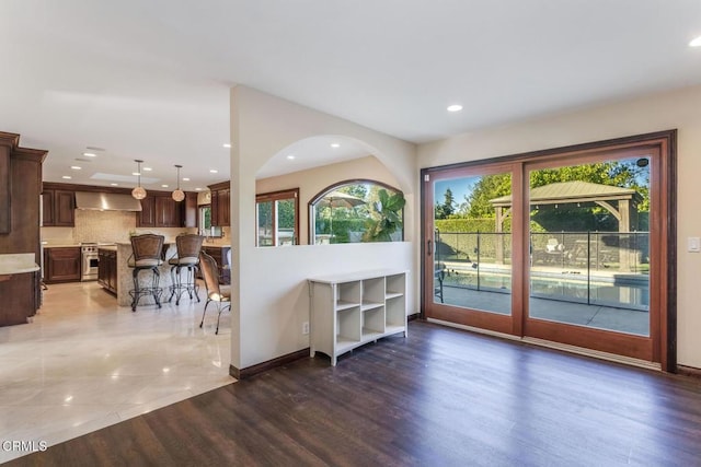 interior space featuring dark hardwood / wood-style floors