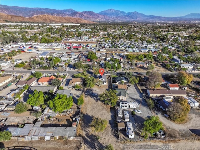 drone / aerial view with a mountain view