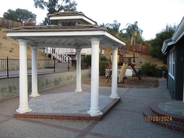 view of patio with a gazebo