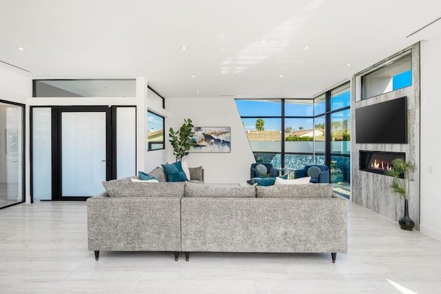 living room featuring expansive windows