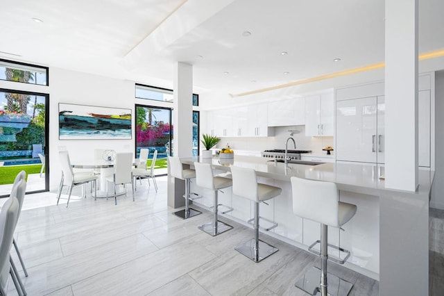 dining area featuring sink