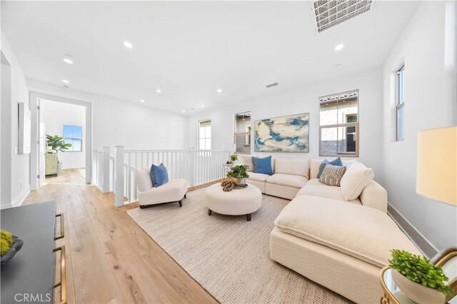 living room featuring light wood-type flooring