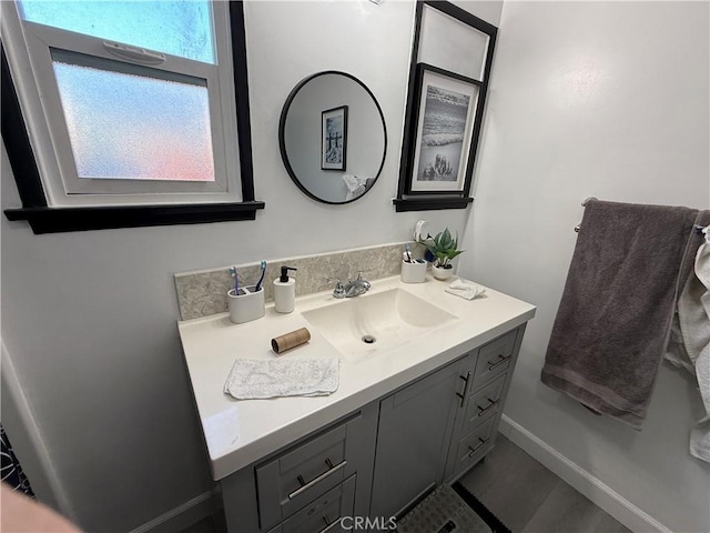 bathroom with vanity and tile patterned floors