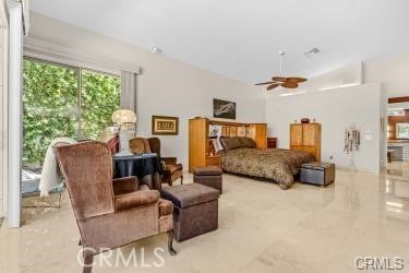 bedroom featuring ceiling fan