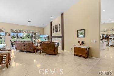 interior space featuring vaulted ceiling