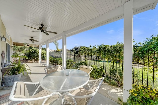 view of patio with ceiling fan