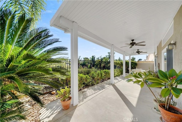 view of patio with ceiling fan