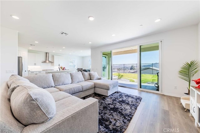 living room featuring light hardwood / wood-style floors