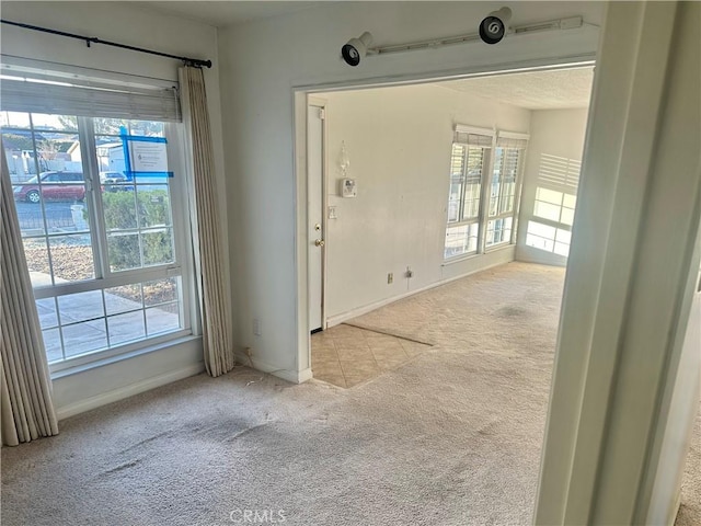 spare room with light carpet and a wealth of natural light