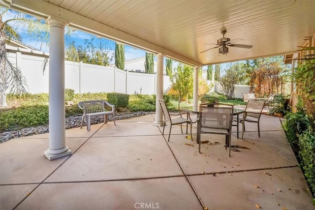 view of patio with ceiling fan