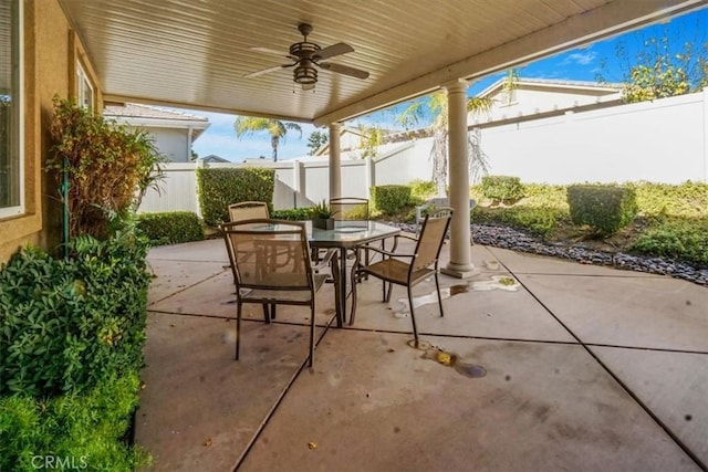 view of patio / terrace with ceiling fan