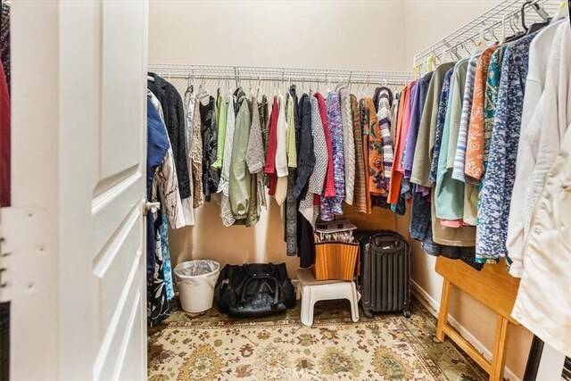 spacious closet featuring radiator heating unit