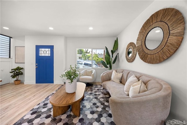 living room with hardwood / wood-style floors