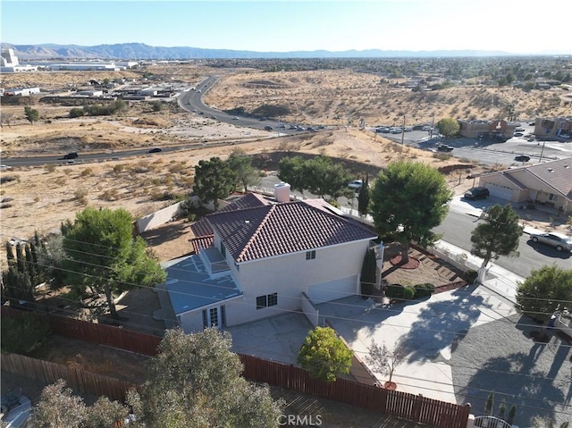 aerial view with a mountain view