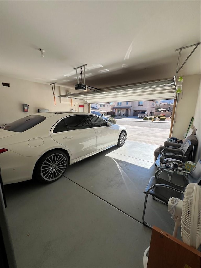 garage with a garage door opener