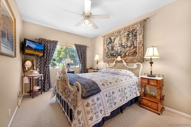 bedroom with carpet flooring and ceiling fan