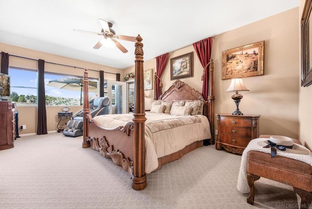 bedroom with carpet flooring and ceiling fan