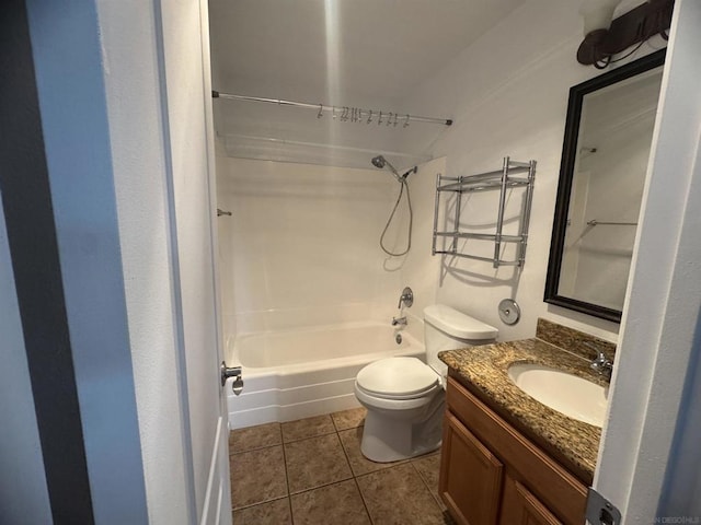 full bathroom with tile patterned flooring, vanity, toilet, and tub / shower combination