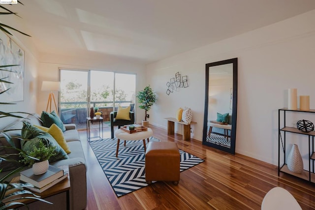 living room with hardwood / wood-style floors