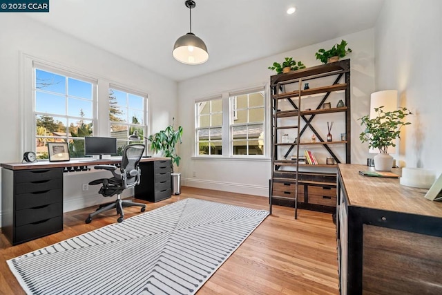 office featuring light wood-type flooring