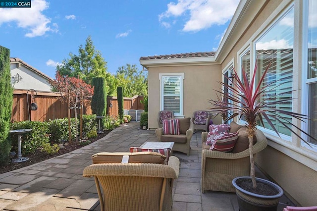 view of patio featuring an outdoor living space