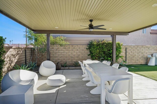 view of patio / terrace with ceiling fan