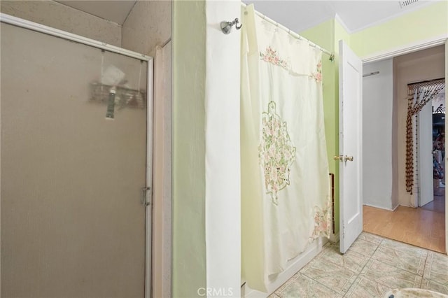 bathroom featuring hardwood / wood-style floors