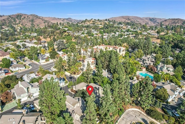 aerial view with a mountain view