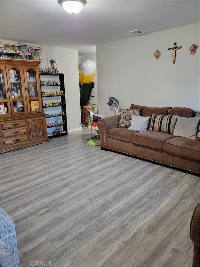 living room with light wood-type flooring