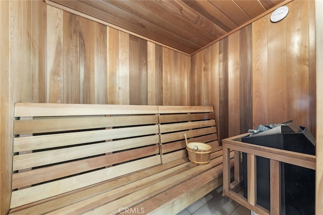 view of sauna / steam room with tile patterned flooring