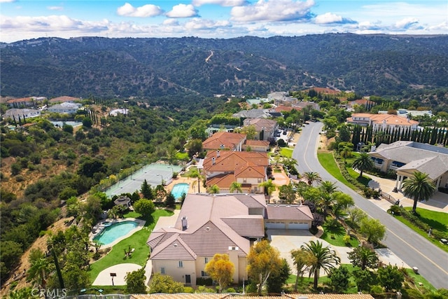 aerial view featuring a mountain view