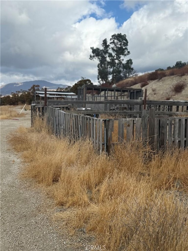 view of yard featuring a mountain view and a rural view