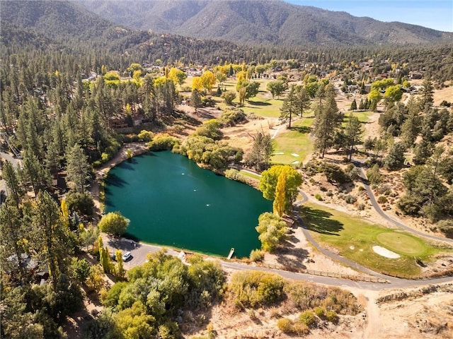 aerial view with a water and mountain view