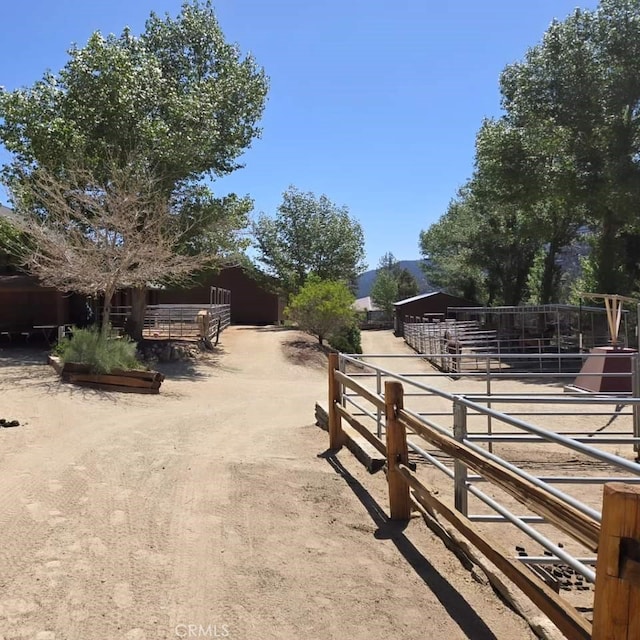 view of street with an exterior structure