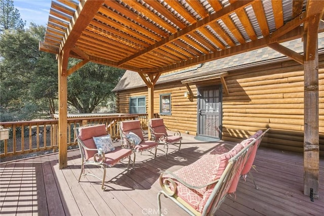 wooden deck with a pergola