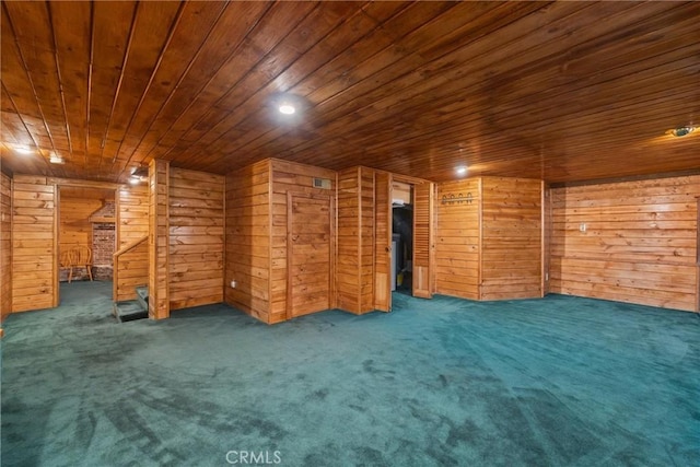 interior space with wooden walls and wood ceiling