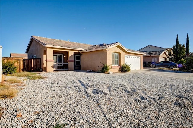 single story home with a garage