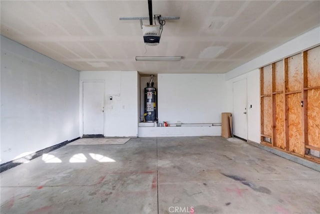 garage featuring strapped water heater